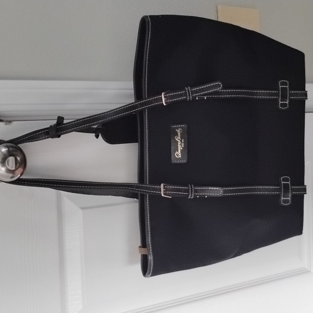 Stylish Black Tote Bag with Red Interior